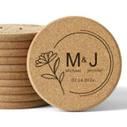 Floral Custom Cork Coasters for Engagement Announcement - 14d040d12