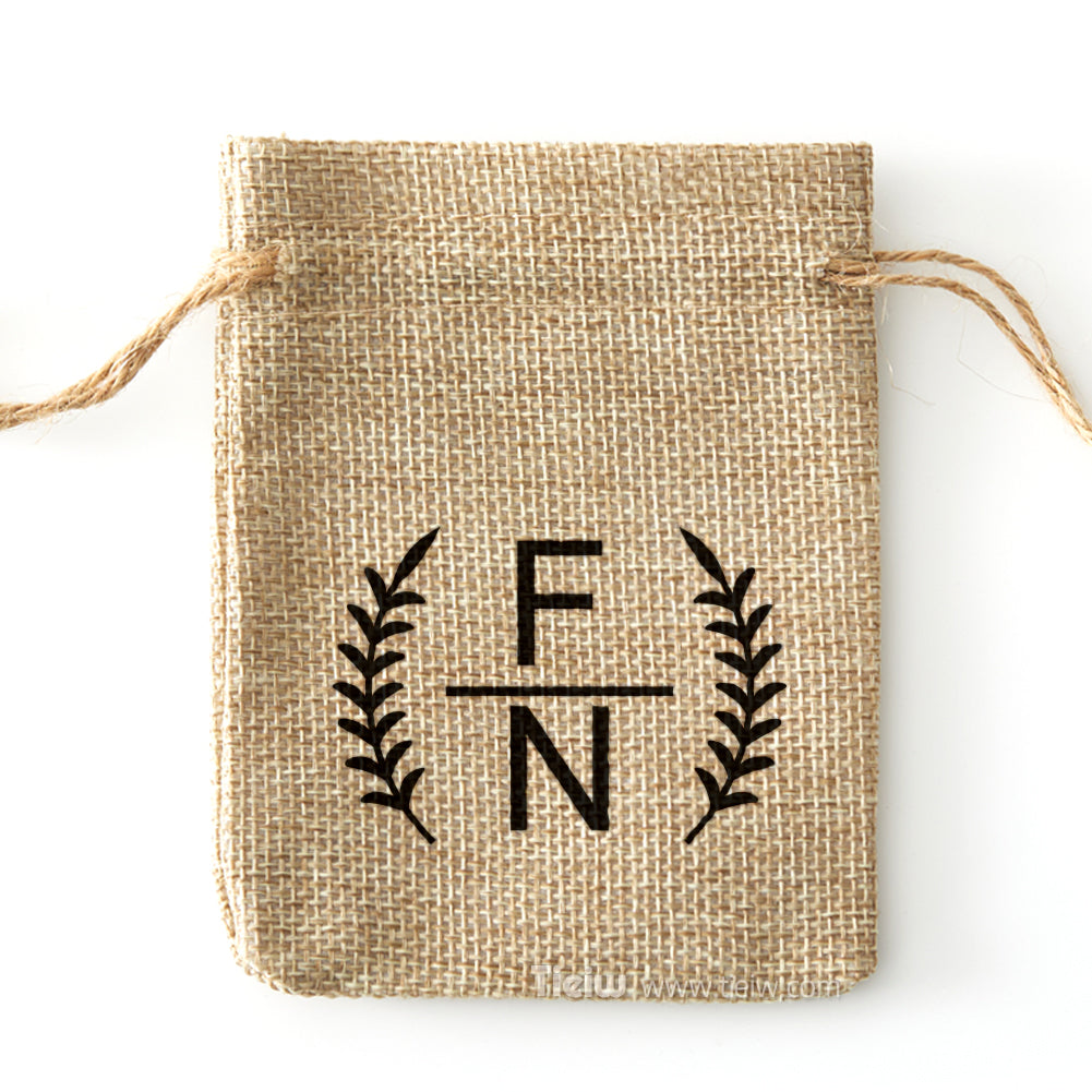 Personalized Burlap Wedding Favor Bags - 0308d040-d4