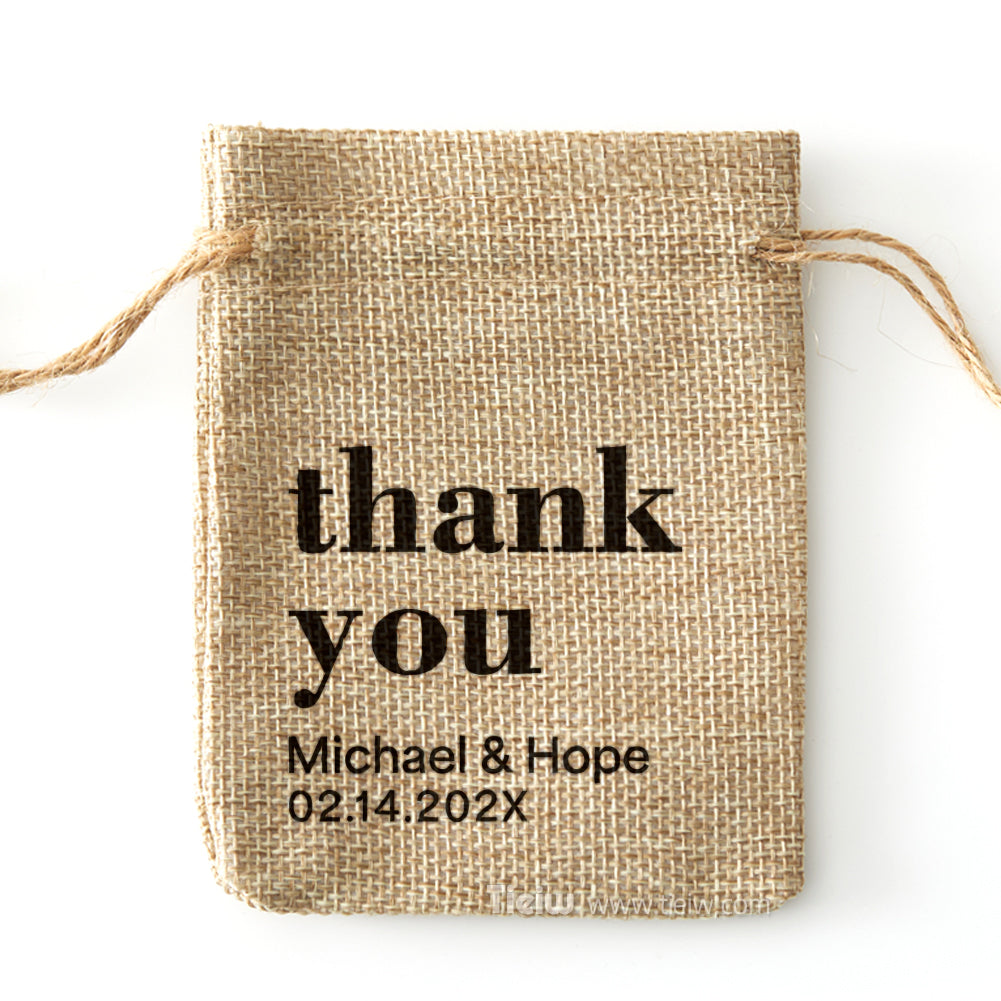 Personalized Burlap Wedding Favor Drawstring Bags - 0308d041-d3