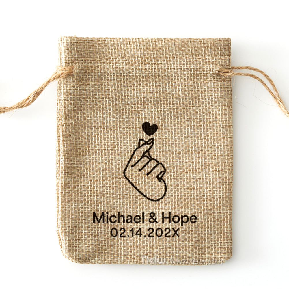 Personalized Burlap Wedding Favor Drawstring Bags - 0308d041-d5