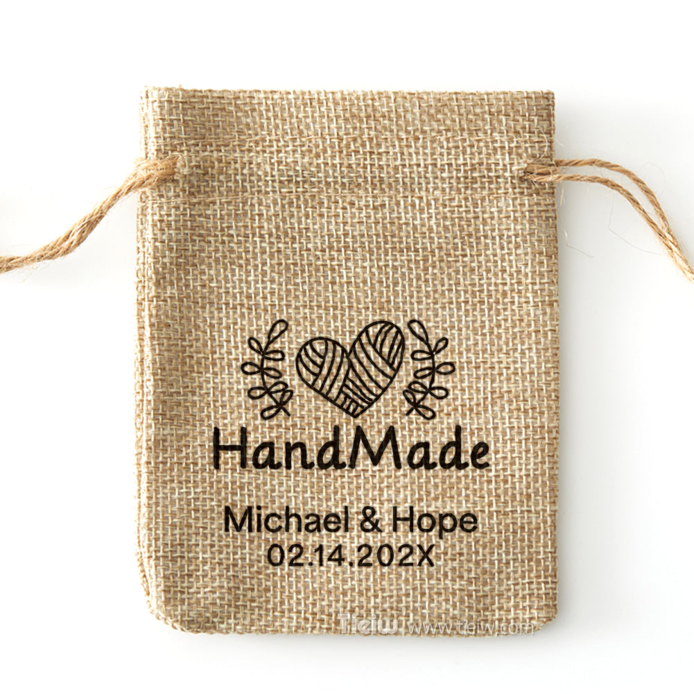 Personalized Handmade Gift Burlap Bags - 0308d042-d1