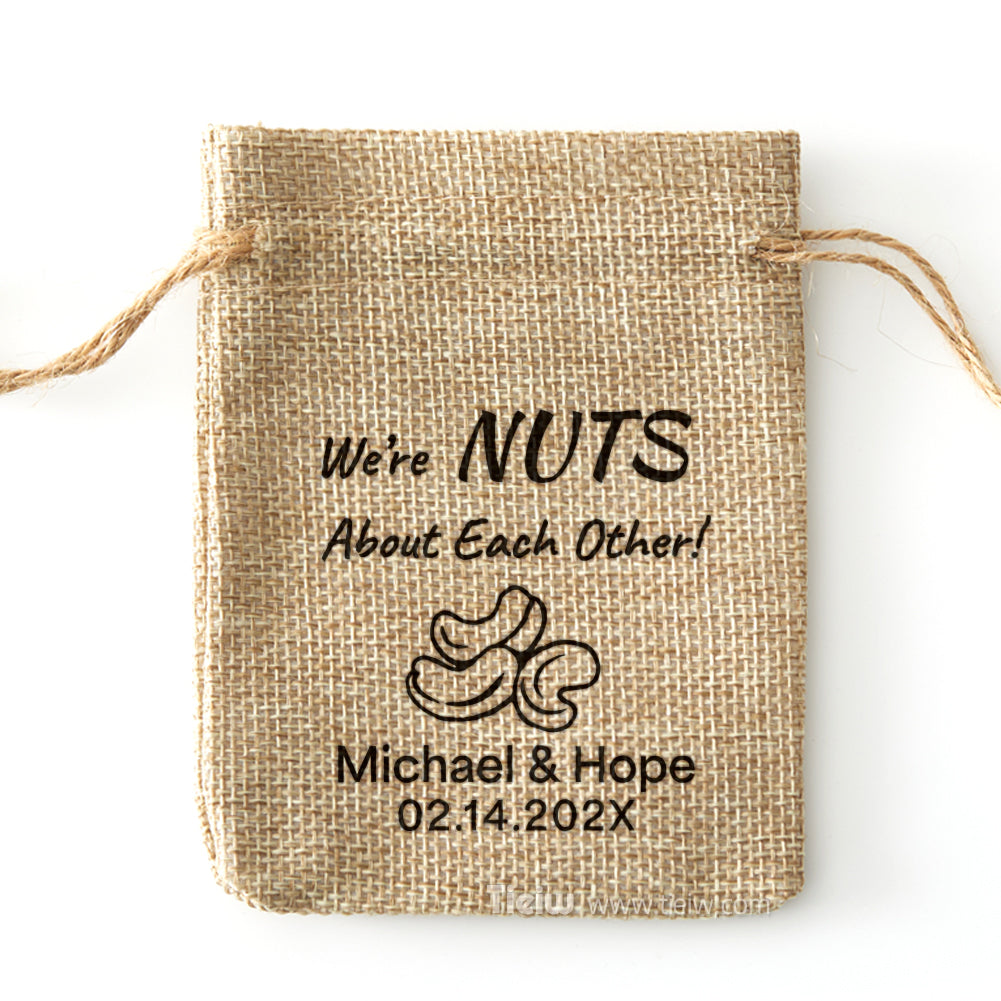 Personalized Nuts Favor Burlap Bags - 0308d044-d3