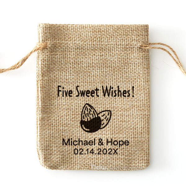 Personalized Nuts Favor Burlap Bags - 0308d044-d5